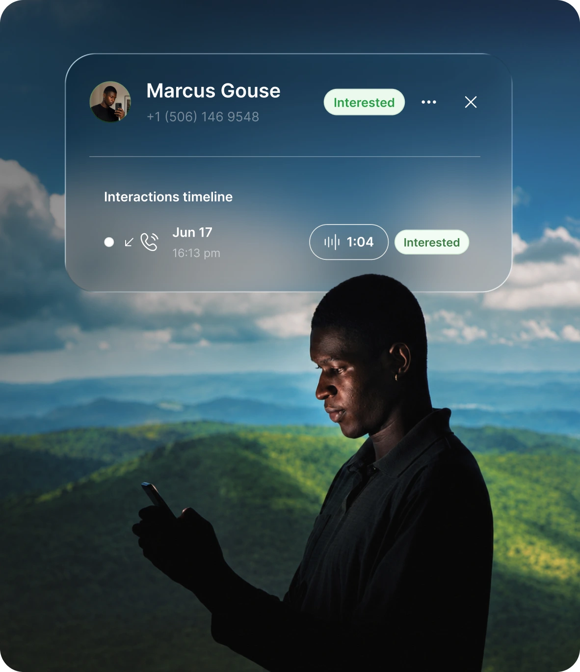 Inbound example: a customer record with its interaction timeline
